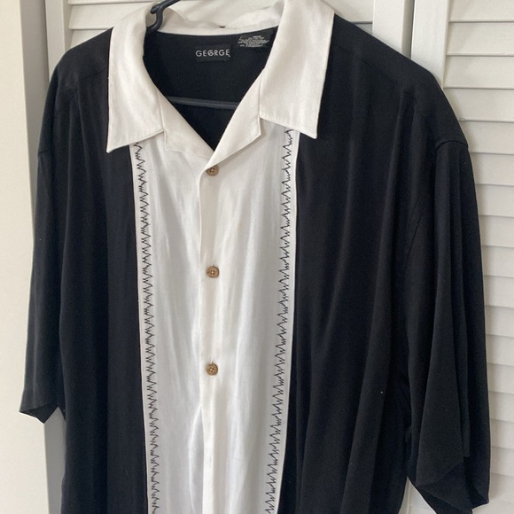 MENS GUAYABERA SHIRT , BLACK WITH WHITE STRIPE XL - Picture 8 of 10